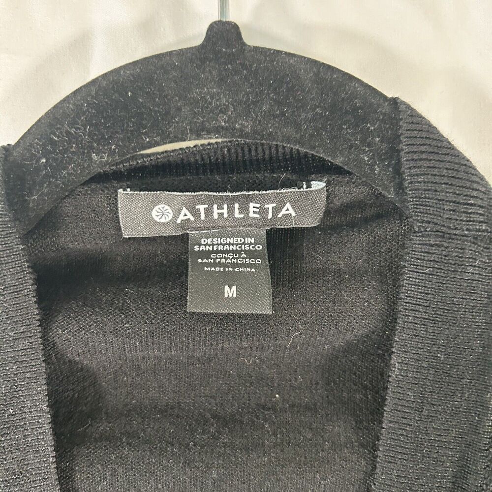 Athleta Sweater Women's Medium Black S&D Associates Vneck Long Sleeve - Picture 4 of 10